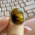 Tiger Eye Oval Rope-Edge Ring – Sterling Silver – Size 6 | Rings | Wiccan Center