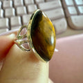 Tiger Eye Marquise Open-Band Ring – Sterling Silver – Size 6 | Rings | Wiccan Center