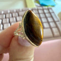 Tiger Eye Marquise Split-Shank Ring – Sterling Silver – Size 6 | Rings | Wiccan Center