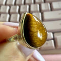 Tiger Eye Teardrop Bezel Ring – Sterling Silver – Size 8 | Rings | Wiccan Center