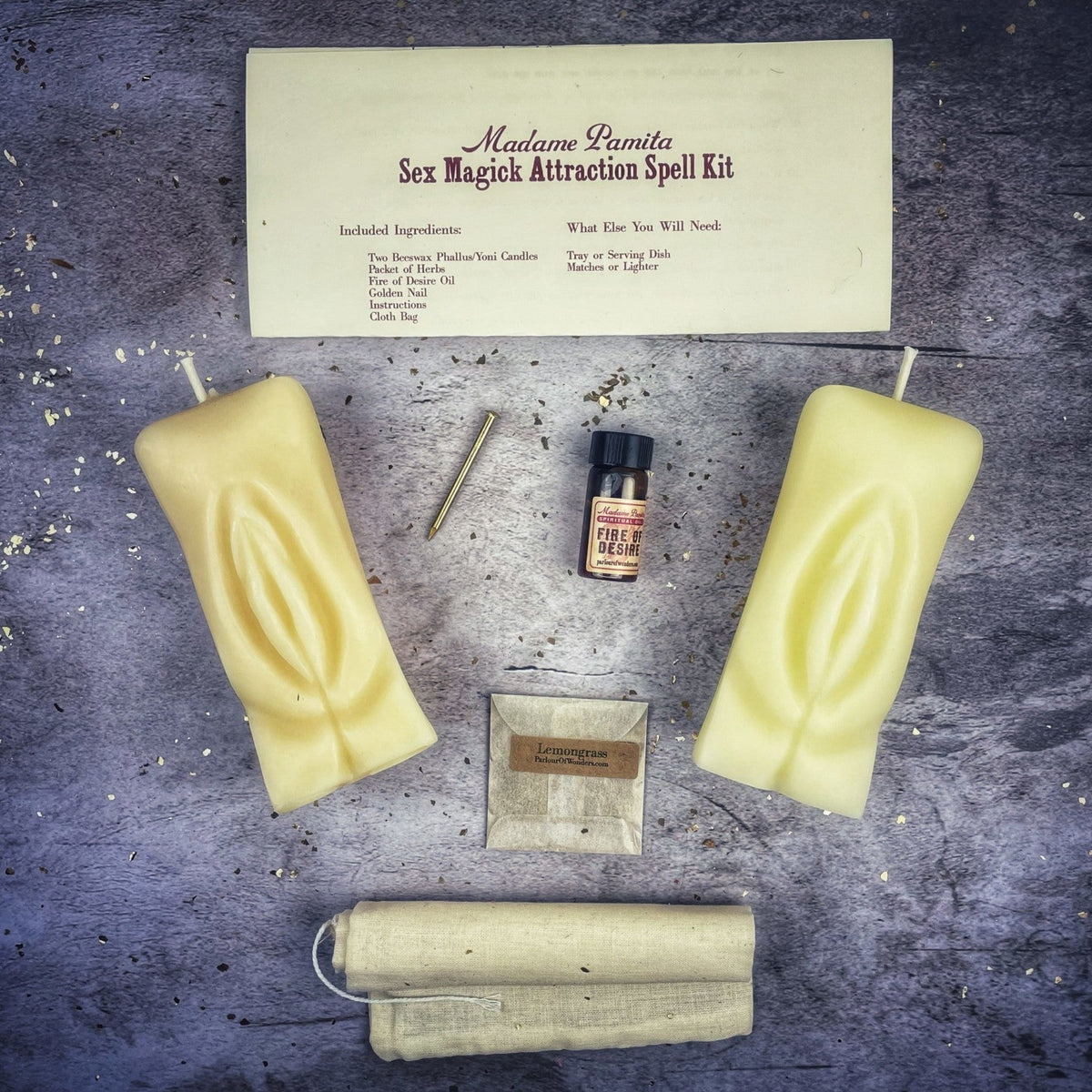 Sex Magick Candle Spell Kit - Yoni/Yoni - Passion & Desire | Candle Spell Kit | Wiccan Center