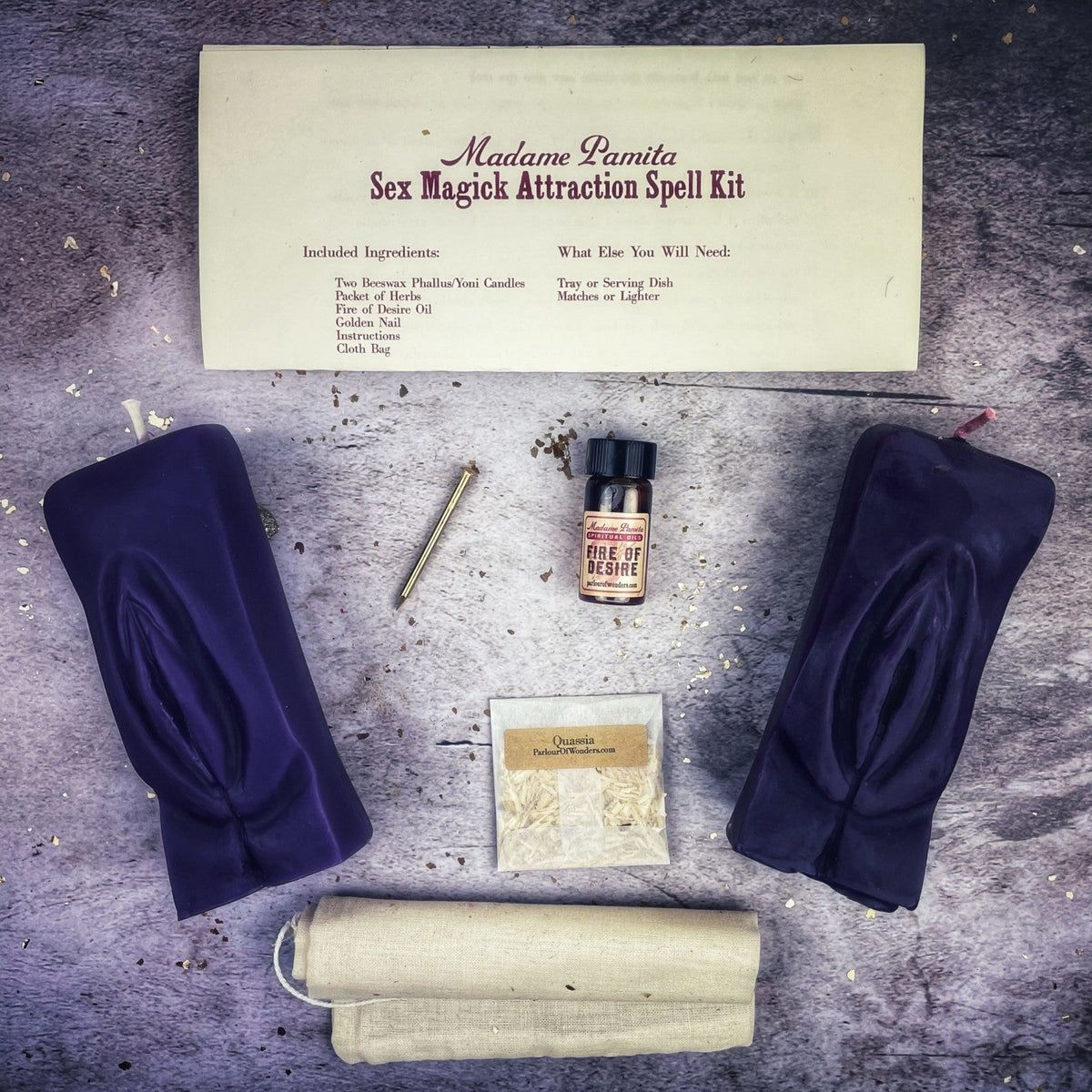 Sex Magick Candle Spell Kit - Yoni/Yoni - Passion & Desire | Candle Spell Kit | Wiccan Center