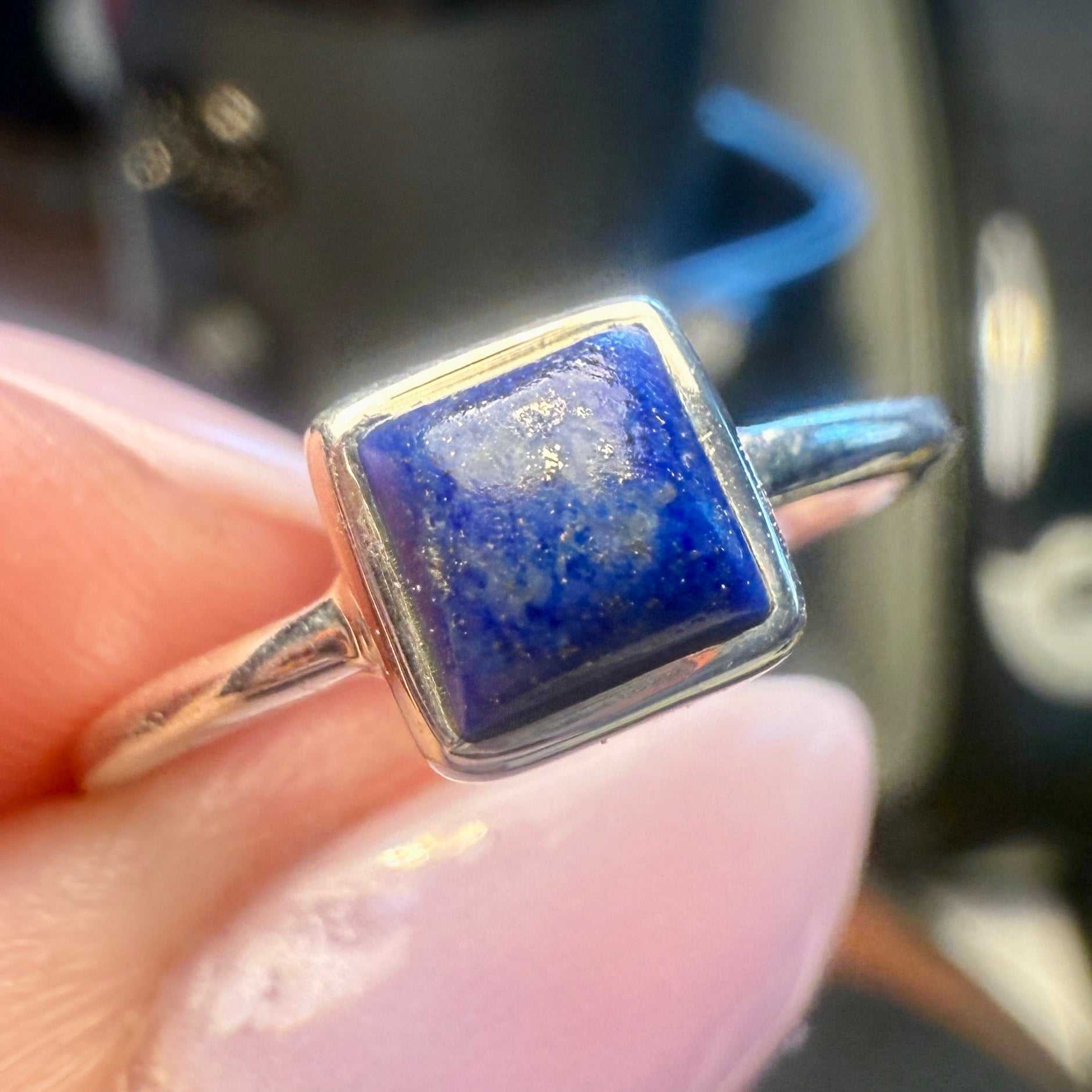 Lapis Lazuli Square Bezel Ring – Sterling Silver – Size 7 | Rings | Wiccan Center