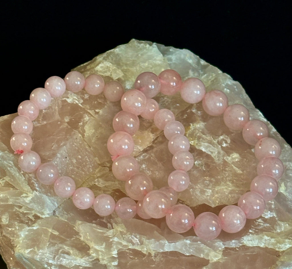 Rose Quartz Bracelet 8mm, 10mm & 12mm – Reiki-Infused Love, Healing & Self-Worth Jewelry (Multiple Wrist Sizes) | | Wiccan Center