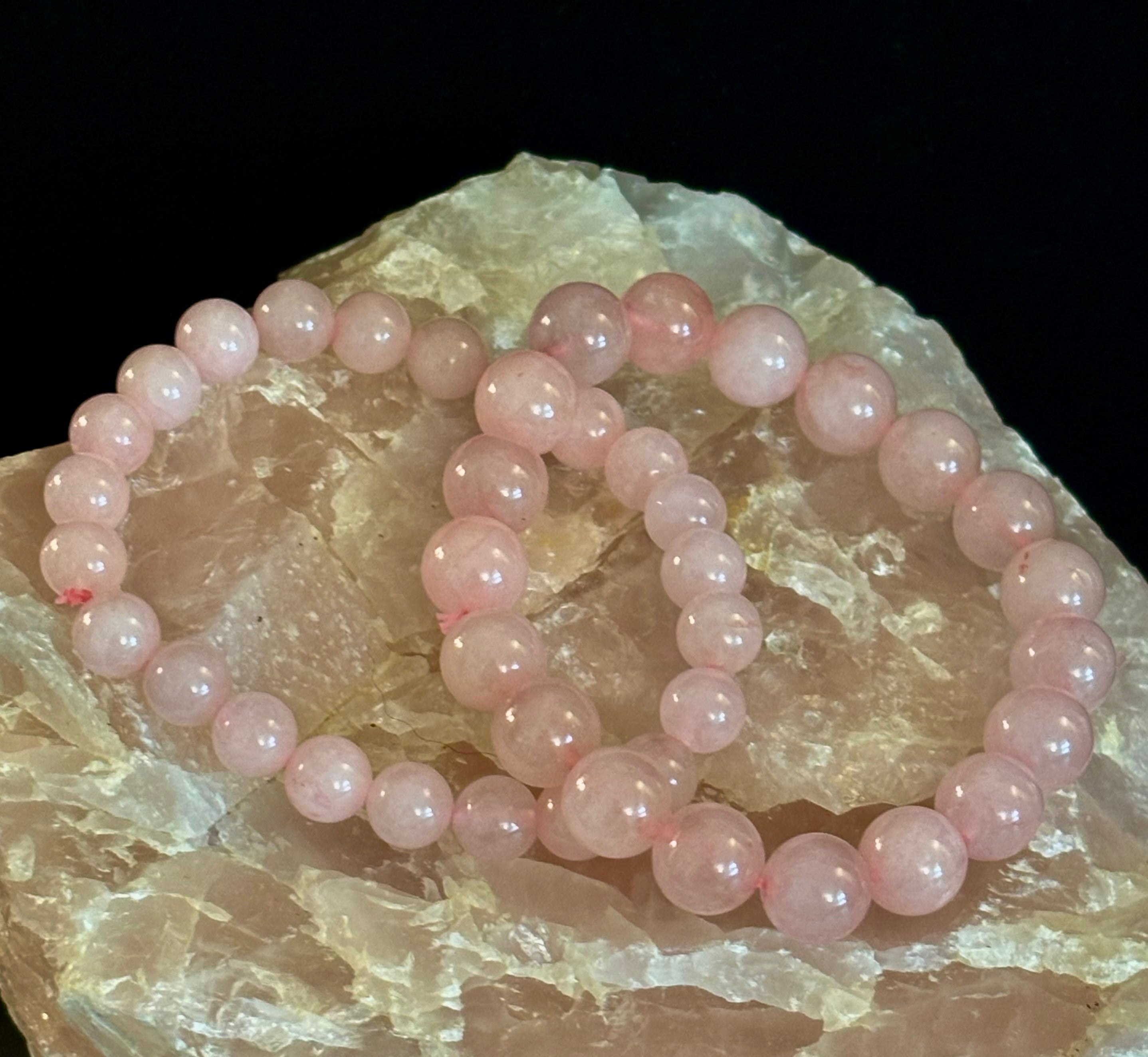 Rose Quartz Bracelet 8mm, 10mm & 12mm – Reiki-Infused Love, Healing & Self-Worth Jewelry (Multiple Wrist Sizes) | | Wiccan Center
