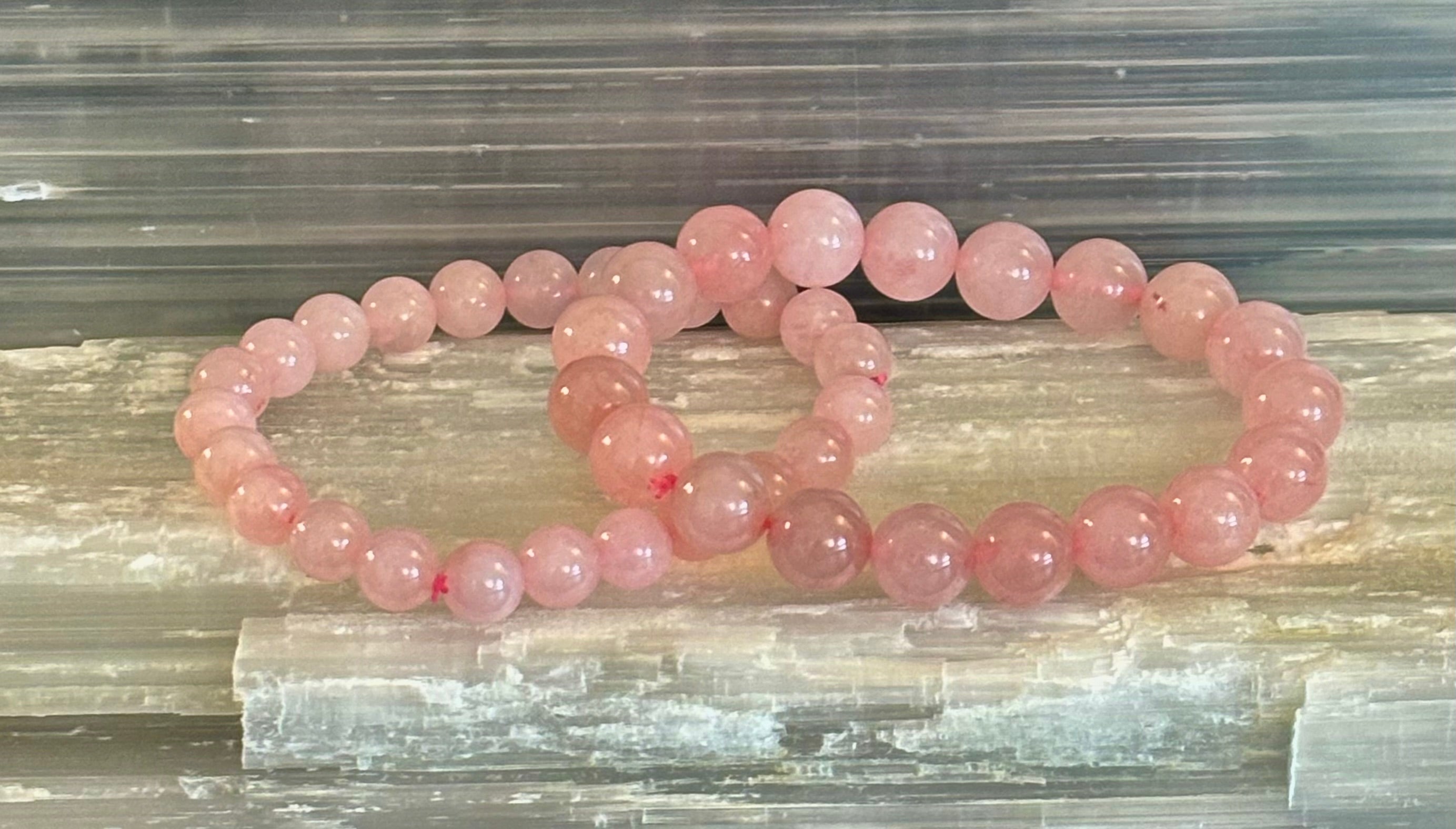 Rose Quartz Bracelet 8mm, 10mm & 12mm – Reiki-Infused Love, Healing & Self-Worth Jewelry (Multiple Wrist Sizes) | | Wiccan Center