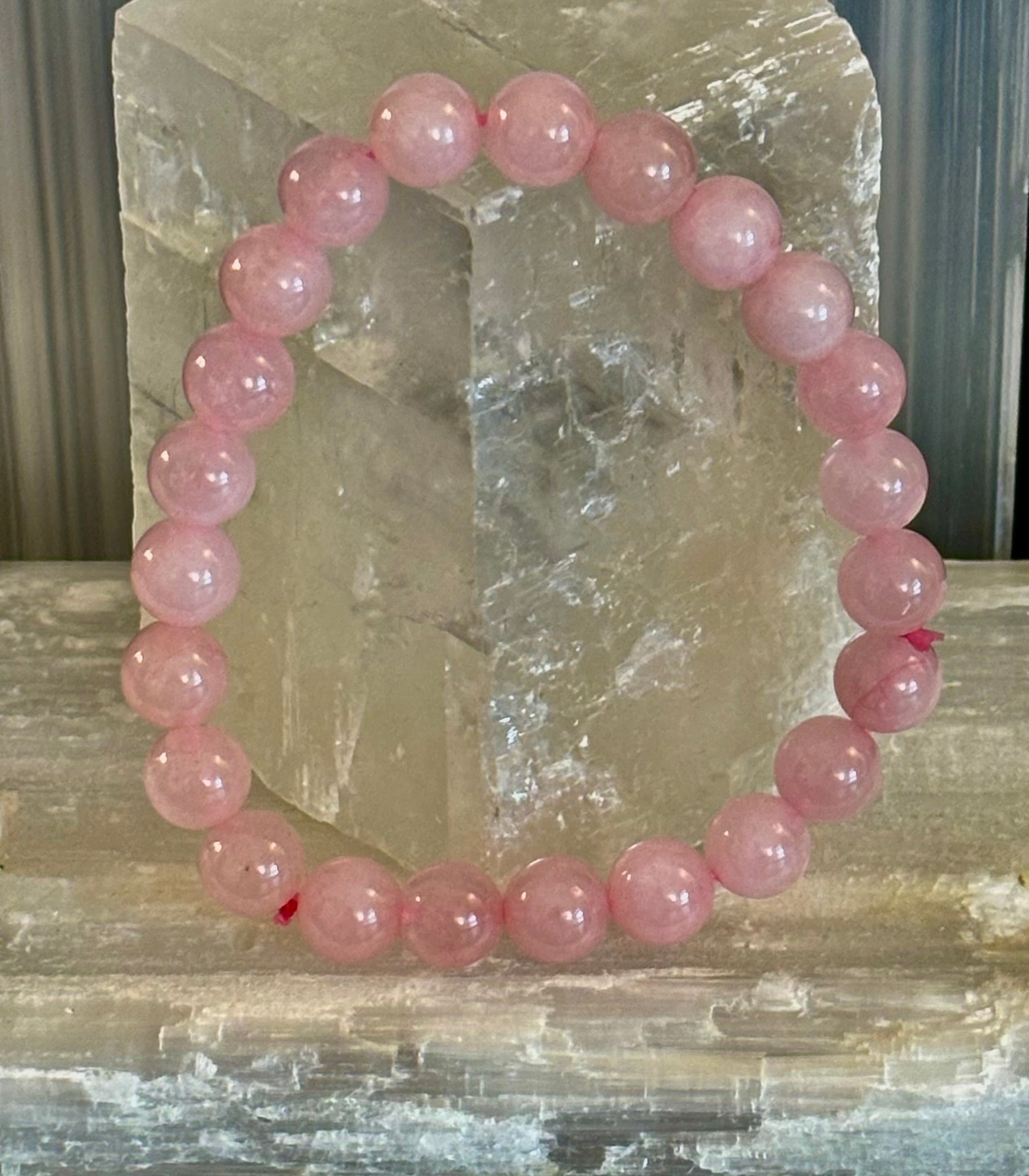 Rose Quartz Bracelet 8mm, 10mm & 12mm – Reiki-Infused Love, Healing & Self-Worth Jewelry (Multiple Wrist Sizes) | | Wiccan Center