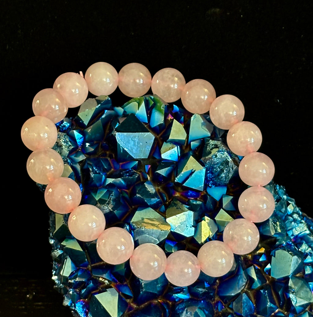 Rose Quartz Bracelet 8mm, 10mm & 12mm – Reiki-Infused Love, Healing & Self-Worth Jewelry (Multiple Wrist Sizes) | | Wiccan Center