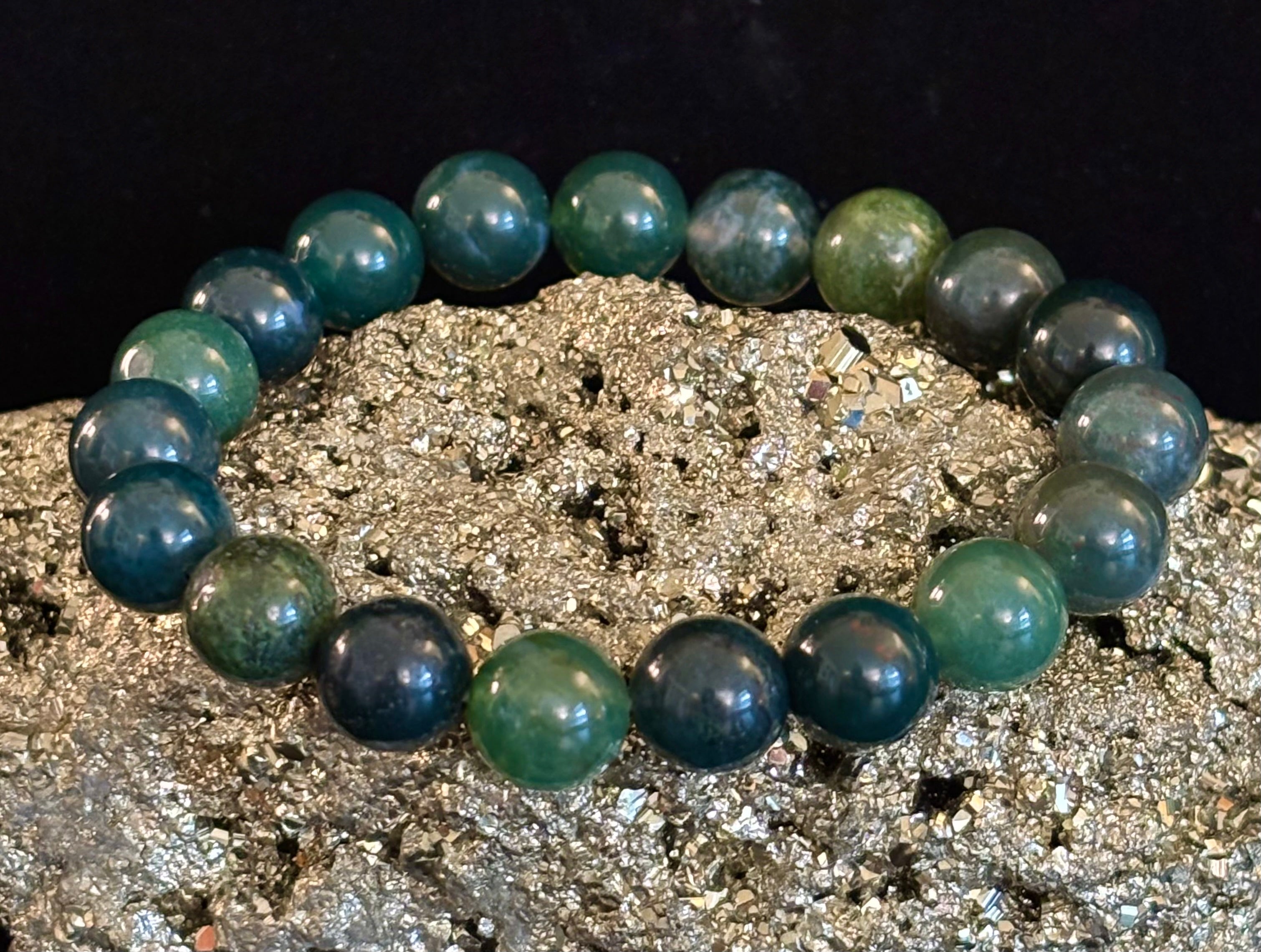 Natural Moss Agate Bracelet 8mm & 10mm – Reiki-Infused Growth, Abundance & Grounding Jewelry (Multiple Wrist Sizes) | | Wiccan Center