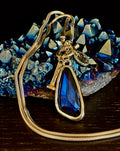 Crystal Teardrop Pendant Necklace – Ocean Blue, Emerald Green & Charcoal | Adjustable 29 inch Statement Necklace | | Wiccan Center