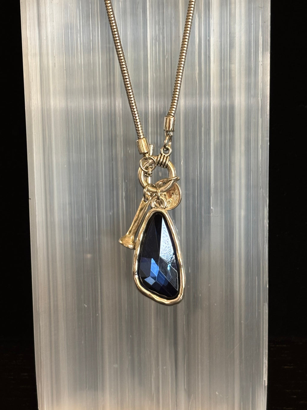 Crystal Teardrop Pendant Necklace – Ocean Blue, Emerald Green & Charcoal | Adjustable 29 inch Statement Necklace | | Wiccan Center