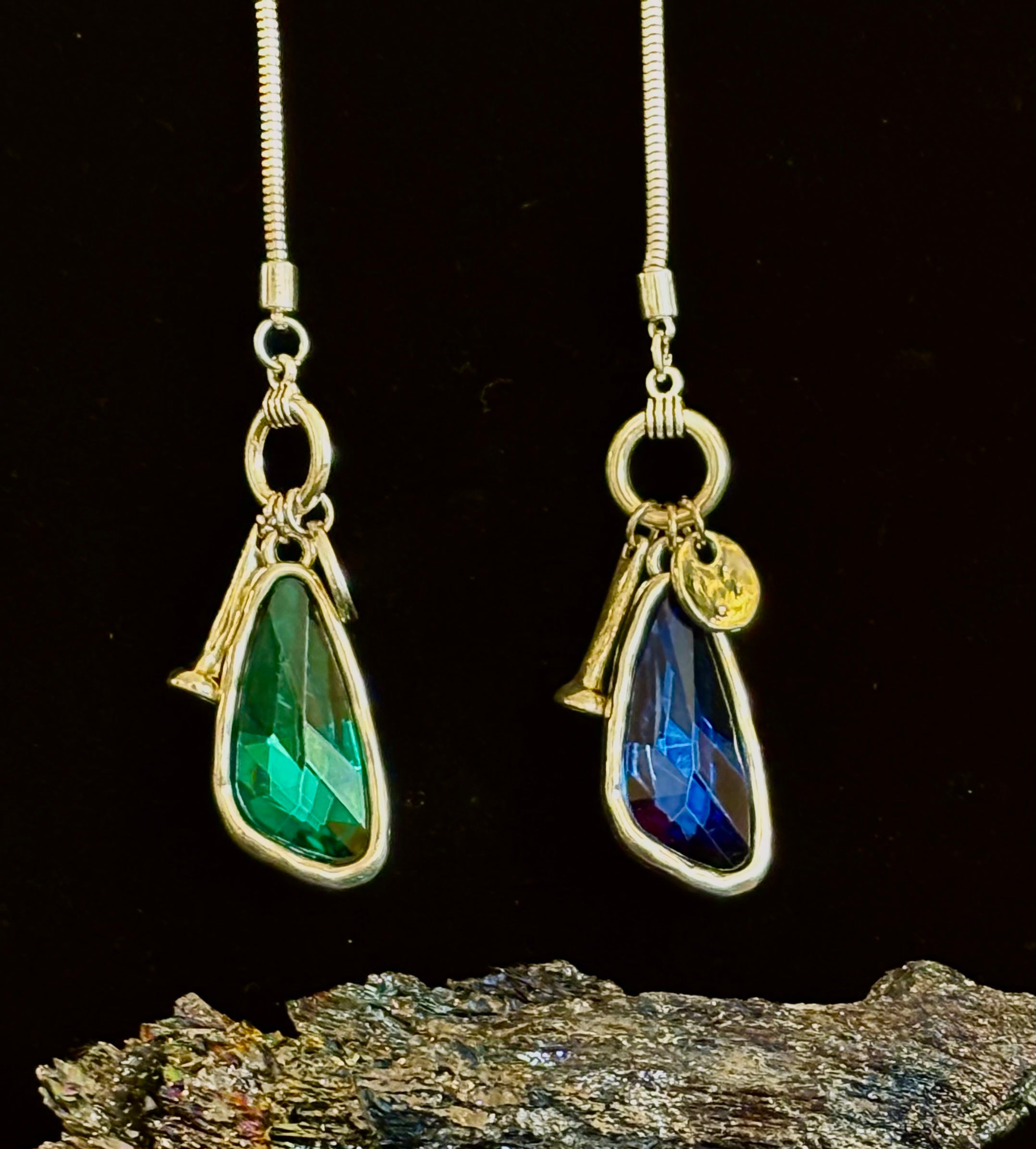 Crystal Teardrop Pendant Necklace – Ocean Blue, Emerald Green & Charcoal | Adjustable 29 inch Statement Necklace | | Wiccan Center