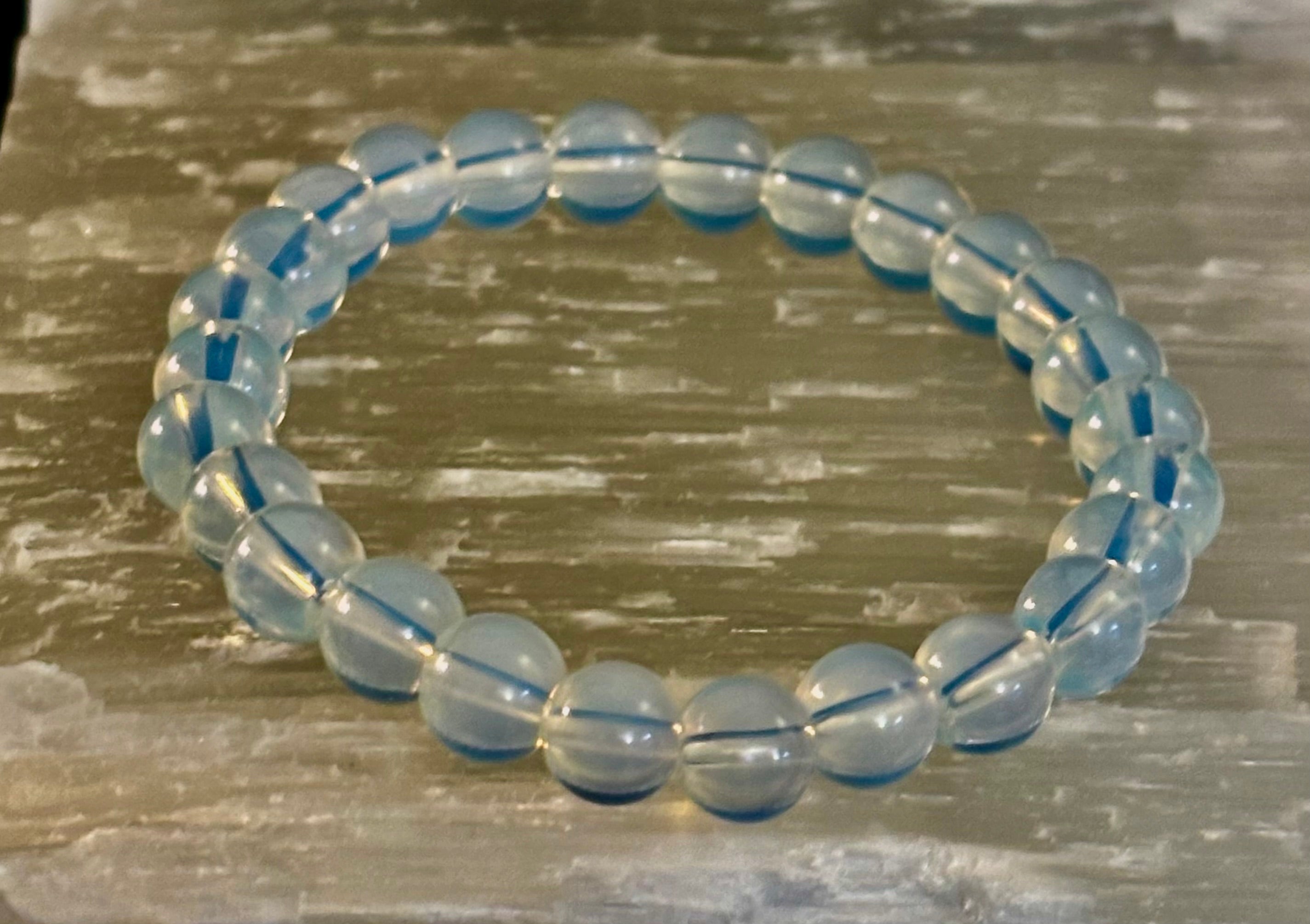 Opalite Healing Bracelet – Spiritual Energy & Inner Peace (8mm or 10mm Beads, Two Wrist Size Options) | | Wiccan Center