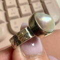 Pearl Hammered-Band Ring – Sterling Silver – Size 6 | Rings | Wiccan Center