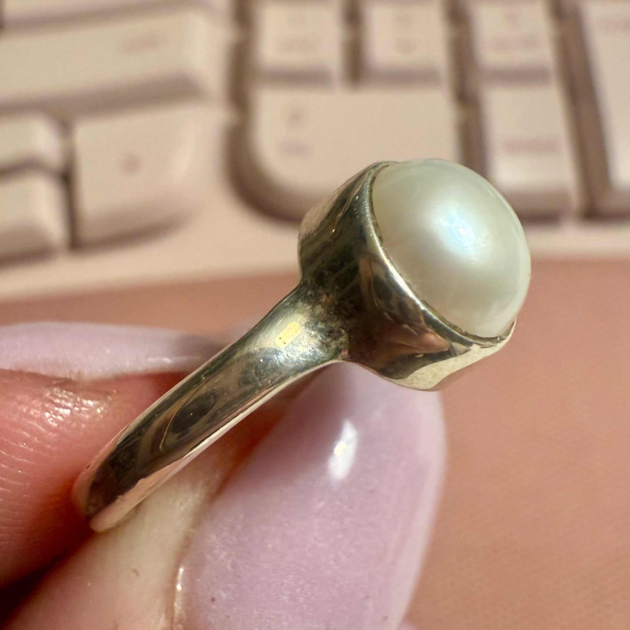 Pearl Classic Dome Ring – Sterling Silver – Size 6 & 9 | Rings | Wiccan Center