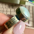 Pearl Teardrop Statement Ring with Hammered Band – Sterling Silver – Sizes 6–7 | Rings | Wiccan Center
