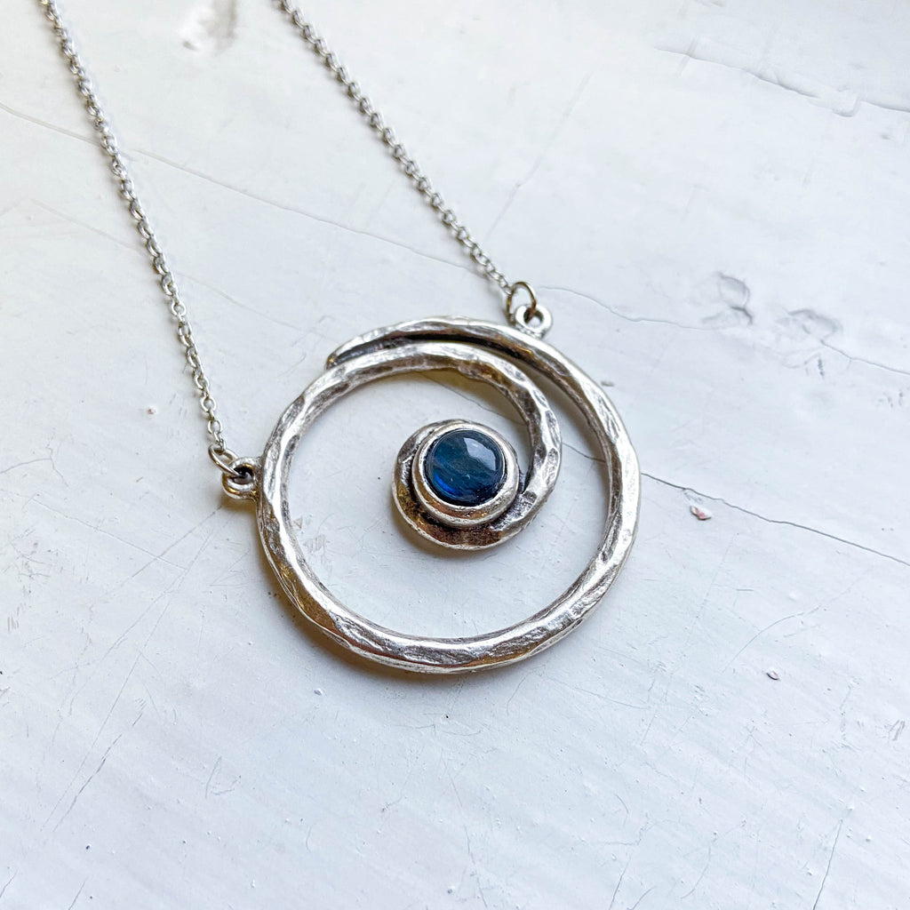 Milky Way Necklace - Spiral Silver Pendant with Labradorite | Necklace | Wiccan Center