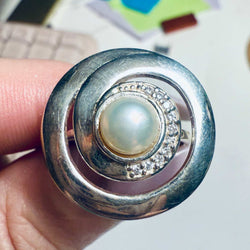 Pearl Spiral Halo Statement Ring – Sterling Silver – Size 6, 7 & 9 | Rings | Wiccan Center