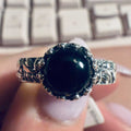 Black Onyx Ornate Round Ring – Sterling Silver – Sizes 8 and 11 | Rings | Wiccan Center
