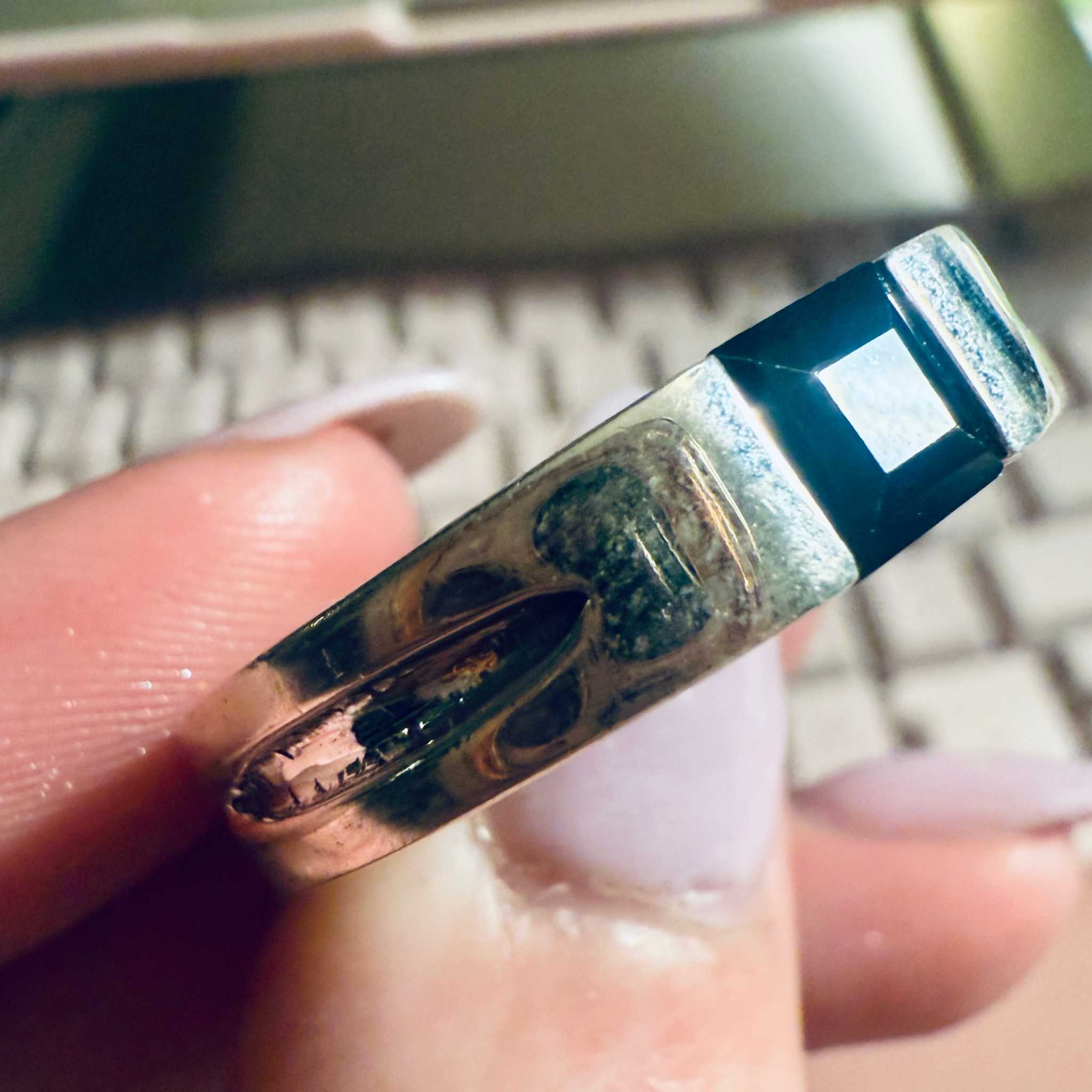 Black Onyx Square-Cut Band Ring – Sterling Silver – Size 13 | Rings | Wiccan Center