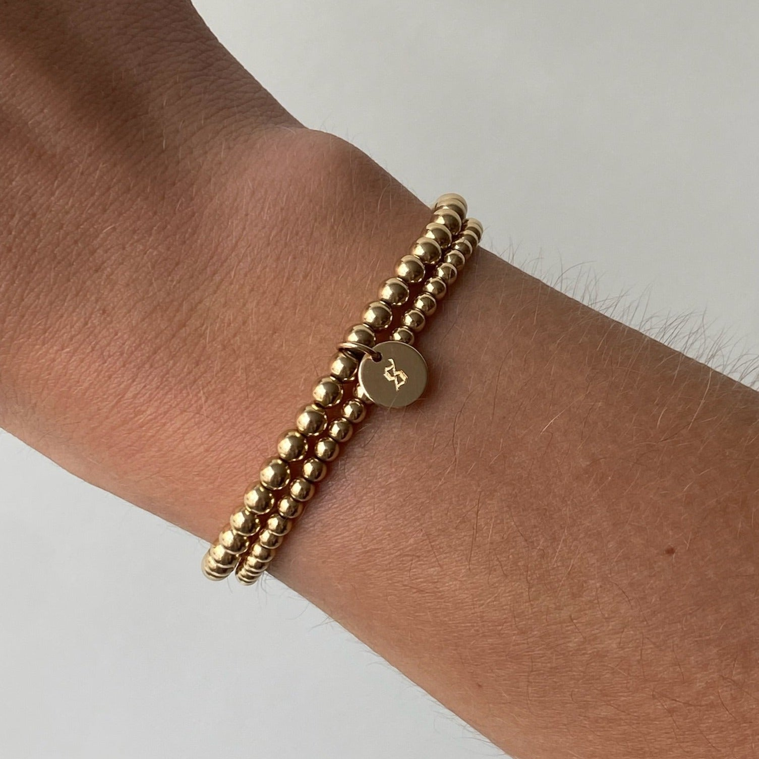 old english initial juno double bracelet stack (3+4mm) | | Wiccan Center