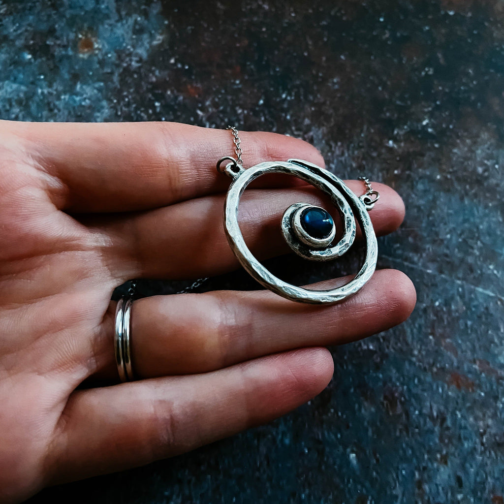 Milky Way Necklace - Spiral Silver Pendant with Labradorite | Necklace | Wiccan Center