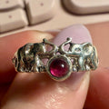 Garnet Elephant Band Ring – Sterling Silver – Sizes 7, 10, 12 | Rings | Wiccan Center