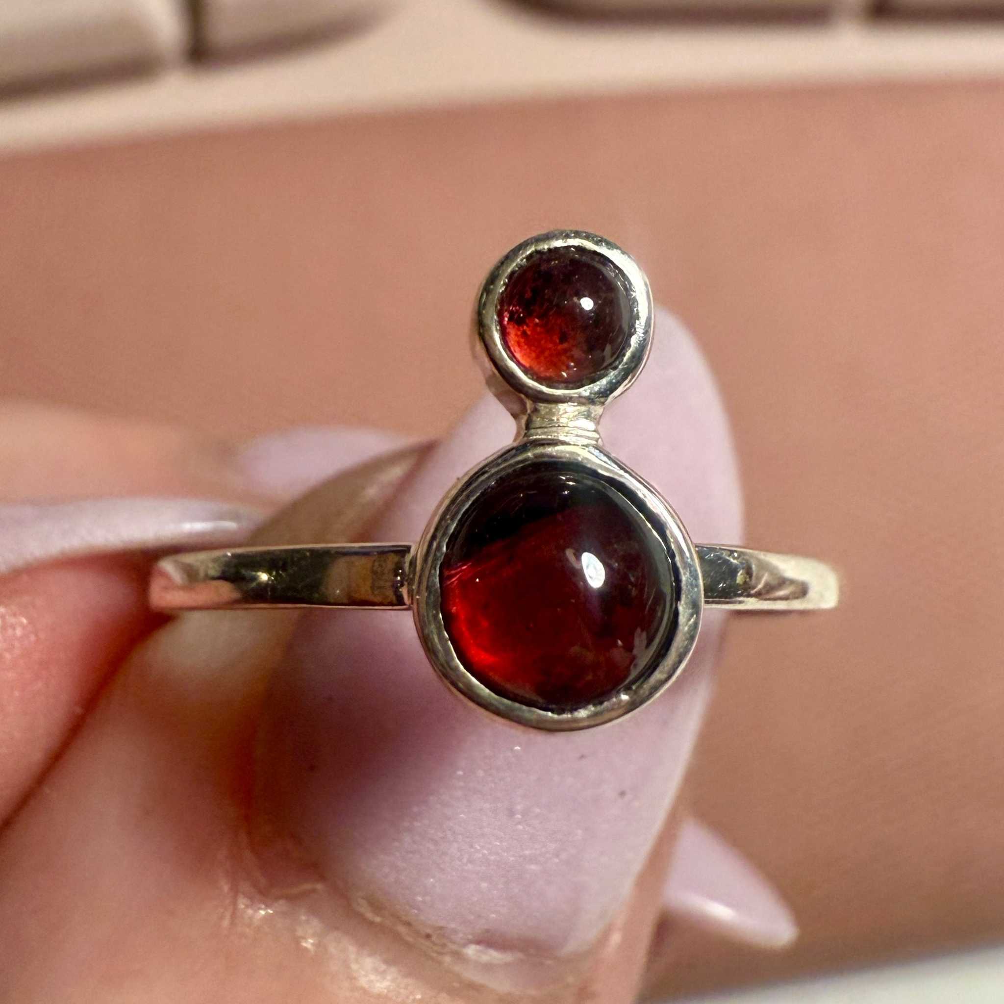 Two-Stone Garnet Ring – Sterling Silver – Sizes 5, 7, 9 | Rings | Wiccan Center