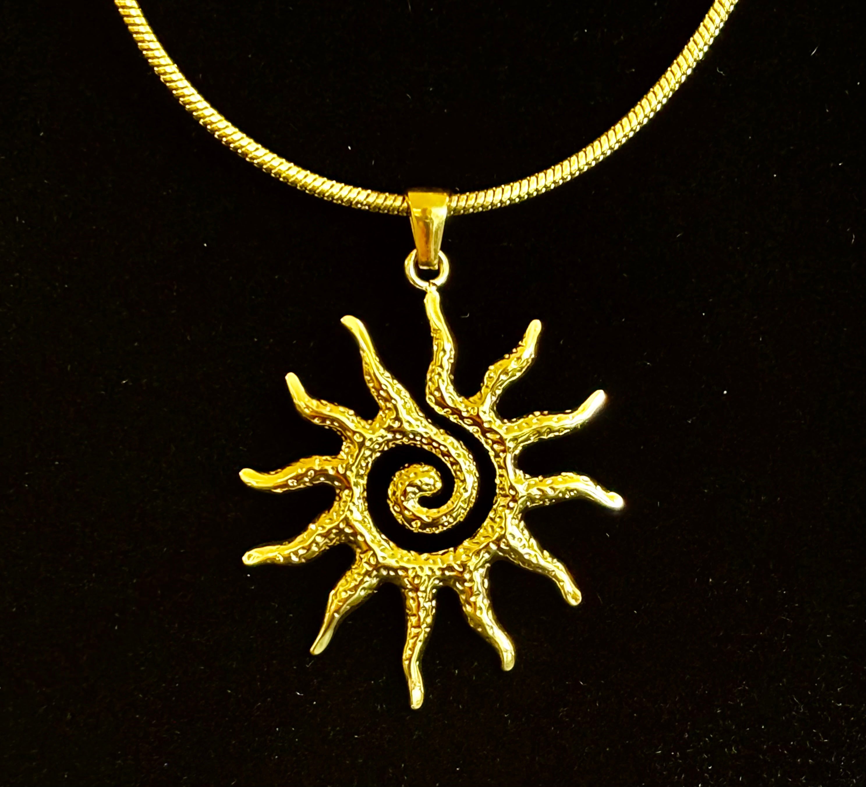 Vintage Sun Totem Pendant Necklace – Golden Radiance for Inner Strength & Style | | Wiccan Center