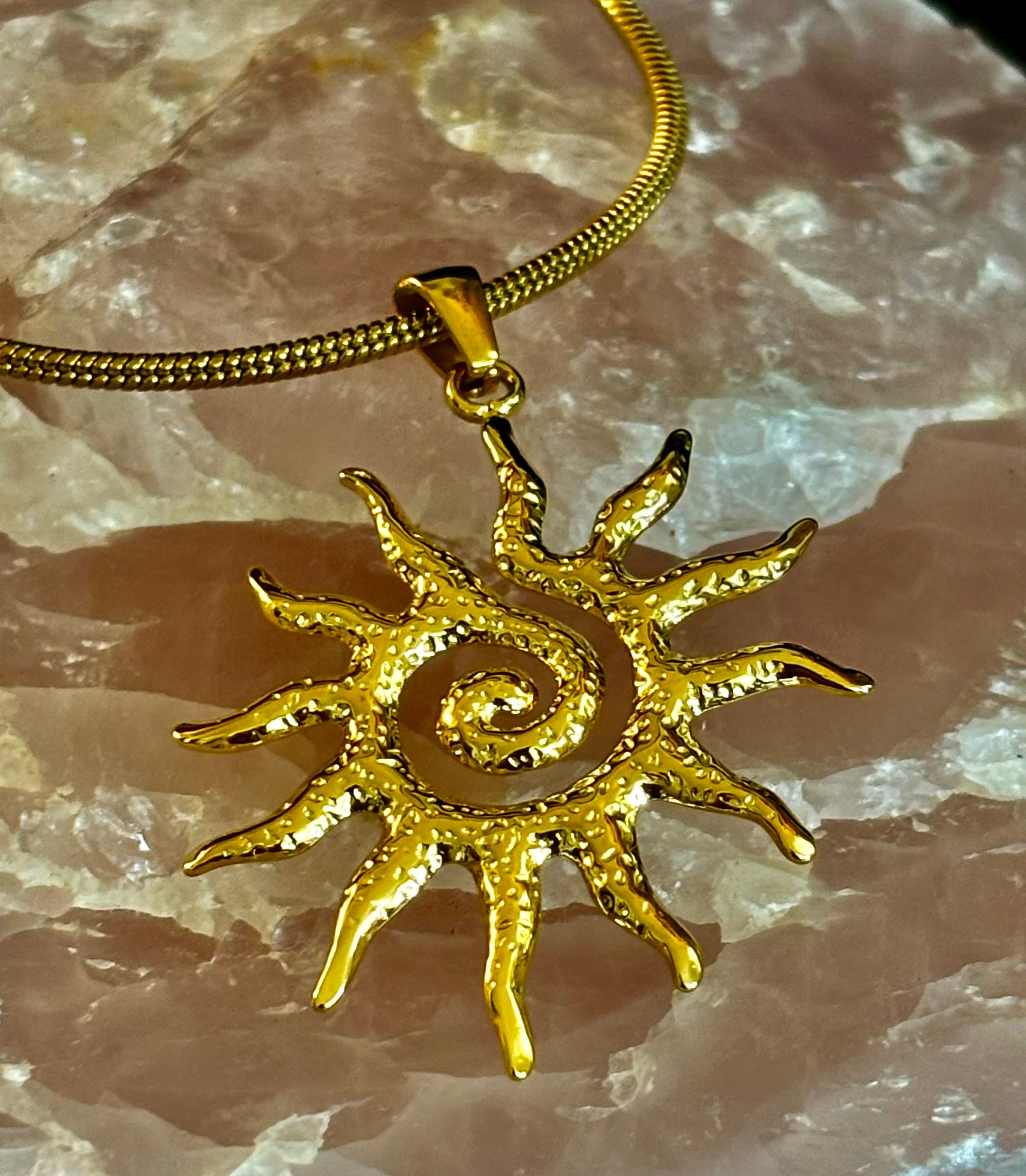 Vintage Sun Totem Pendant Necklace – Golden Radiance for Inner Strength & Style | | Wiccan Center