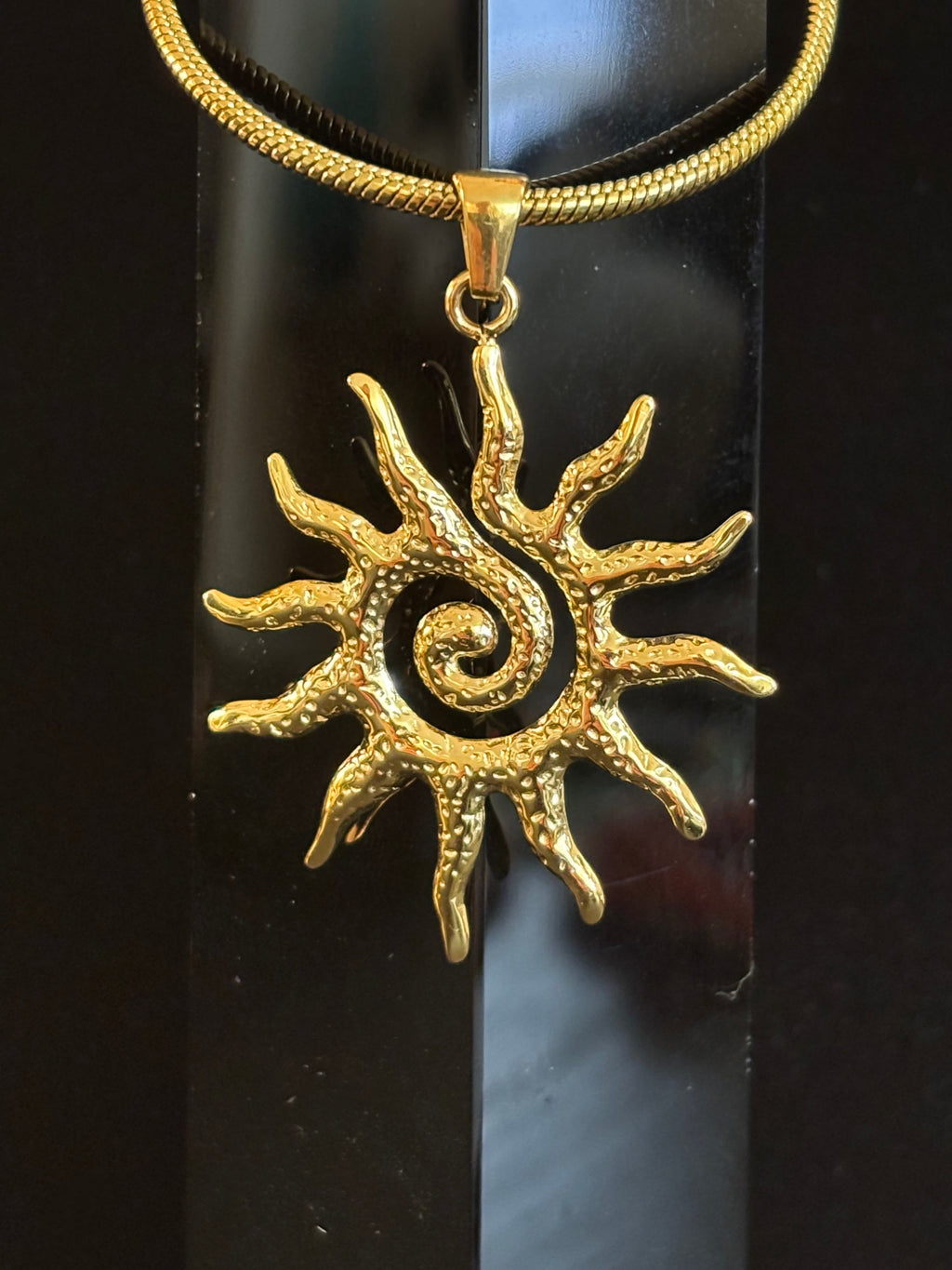 Vintage Sun Totem Pendant Necklace – Golden Radiance for Inner Strength & Style | | Wiccan Center