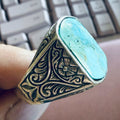 Masculine Turquoise Sterling Silver Ring — Size 14 | Rings | Wiccan Center