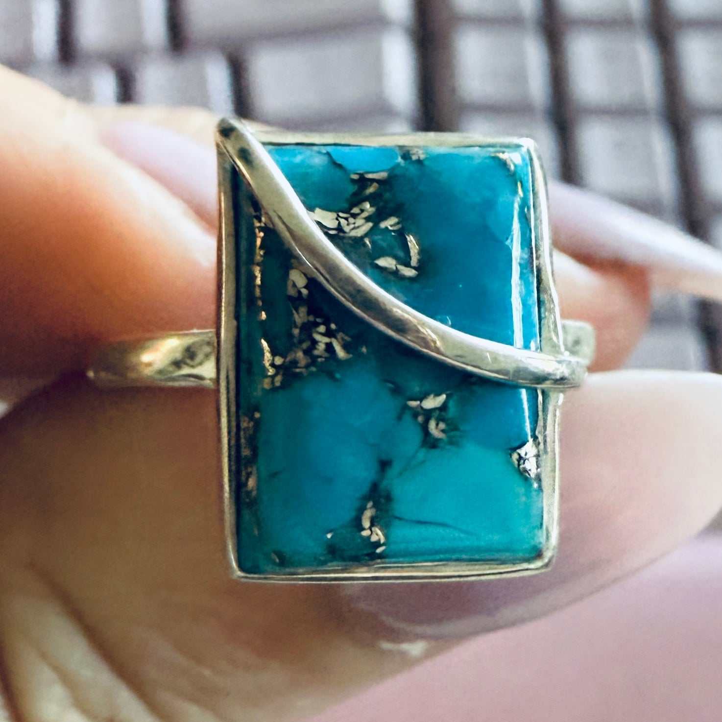 Rectangular Turquoise Ring — Sizes 7 & 9 | Rings | Wiccan Center