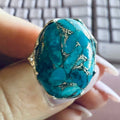 Oval Turquoise Mosaic Ring - Sterling Silver — Size 7 | Rings | Wiccan Center