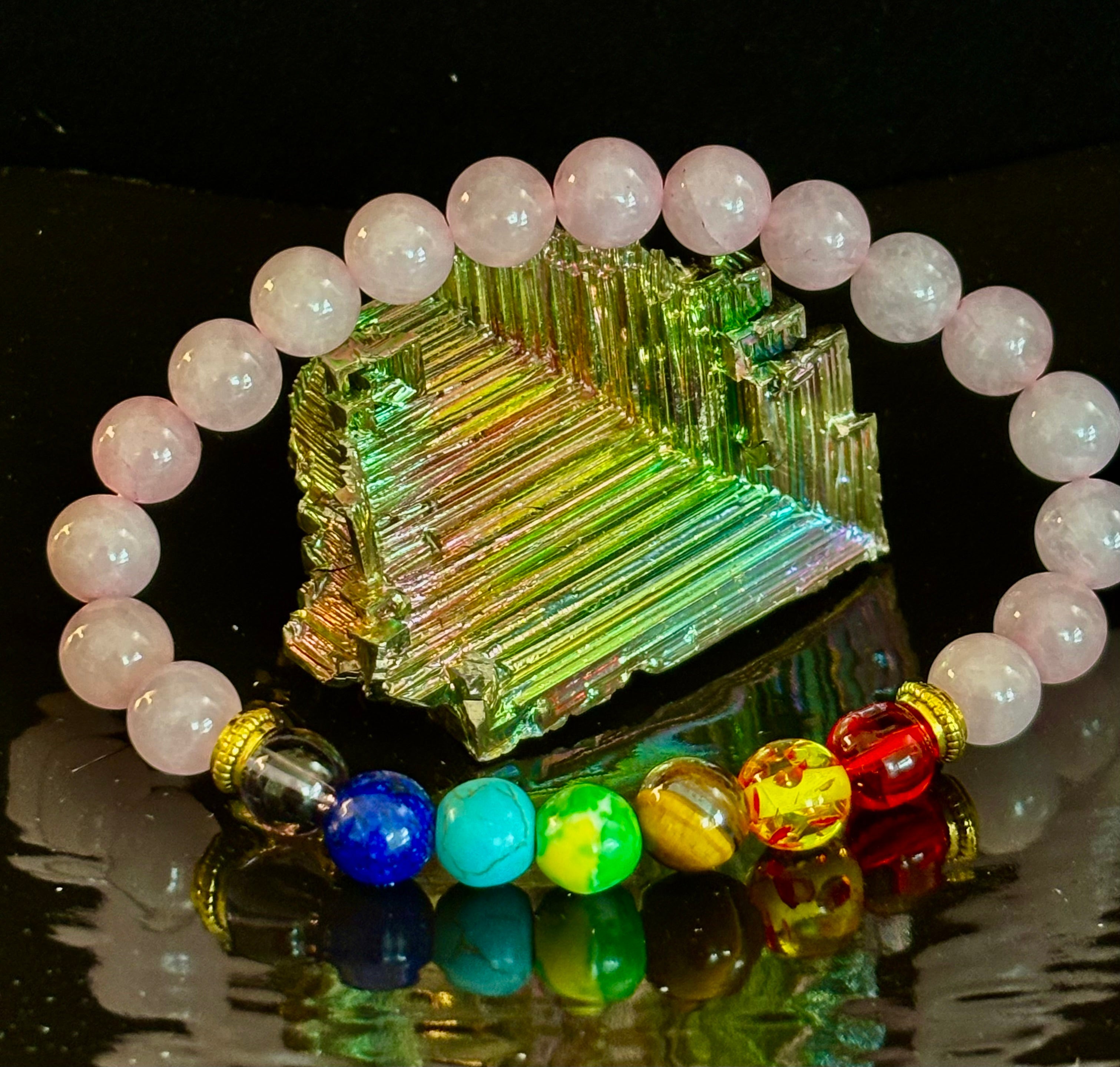 🌸 Chakra & Rose Quartz Healing Bracelet – Emotional Balance + Heart Energy Support | | Wiccan Center
