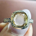 Citrine Cushion-Cut Leaf Band Ring – Sterling Silver – Size 6 | Rings | Wiccan Center
