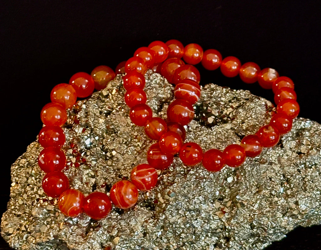 Carnelian Gemstone Bracelet 8mm & 10mm – Reiki-Infused Motivation & Manifestation Jewelry (Medium Wrist) | | Wiccan Center