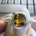 Citrine Cushion-Cut Braided Band Ring – Sterling Silver – Size 8 | Rings | Wiccan Center