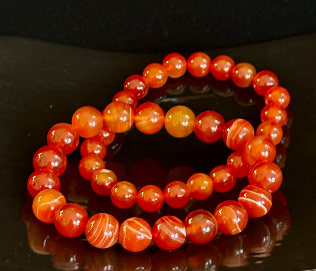 Carnelian Gemstone Bracelet 8mm & 10mm – Reiki-Infused Motivation & Manifestation Jewelry (Medium Wrist) | | Wiccan Center