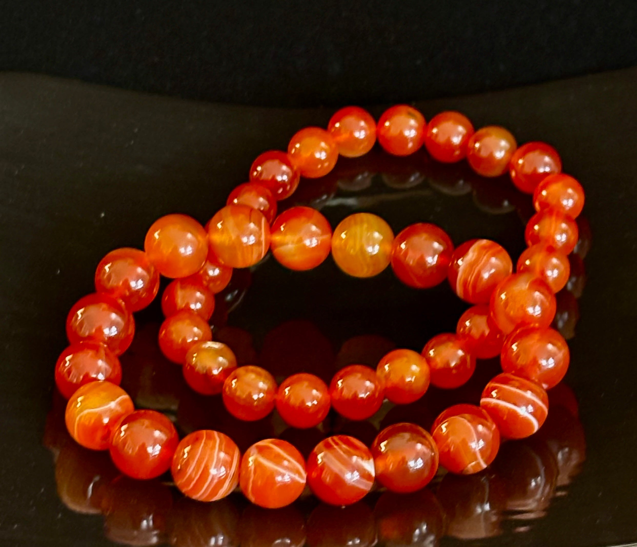 Carnelian Gemstone Bracelet 8mm & 10mm – Reiki-Infused Motivation & Manifestation Jewelry (Medium Wrist) | | Wiccan Center