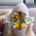 Citrine Oval Split-Shank Ring – Sterling Silver – Size 8 | Rings | Wiccan Center