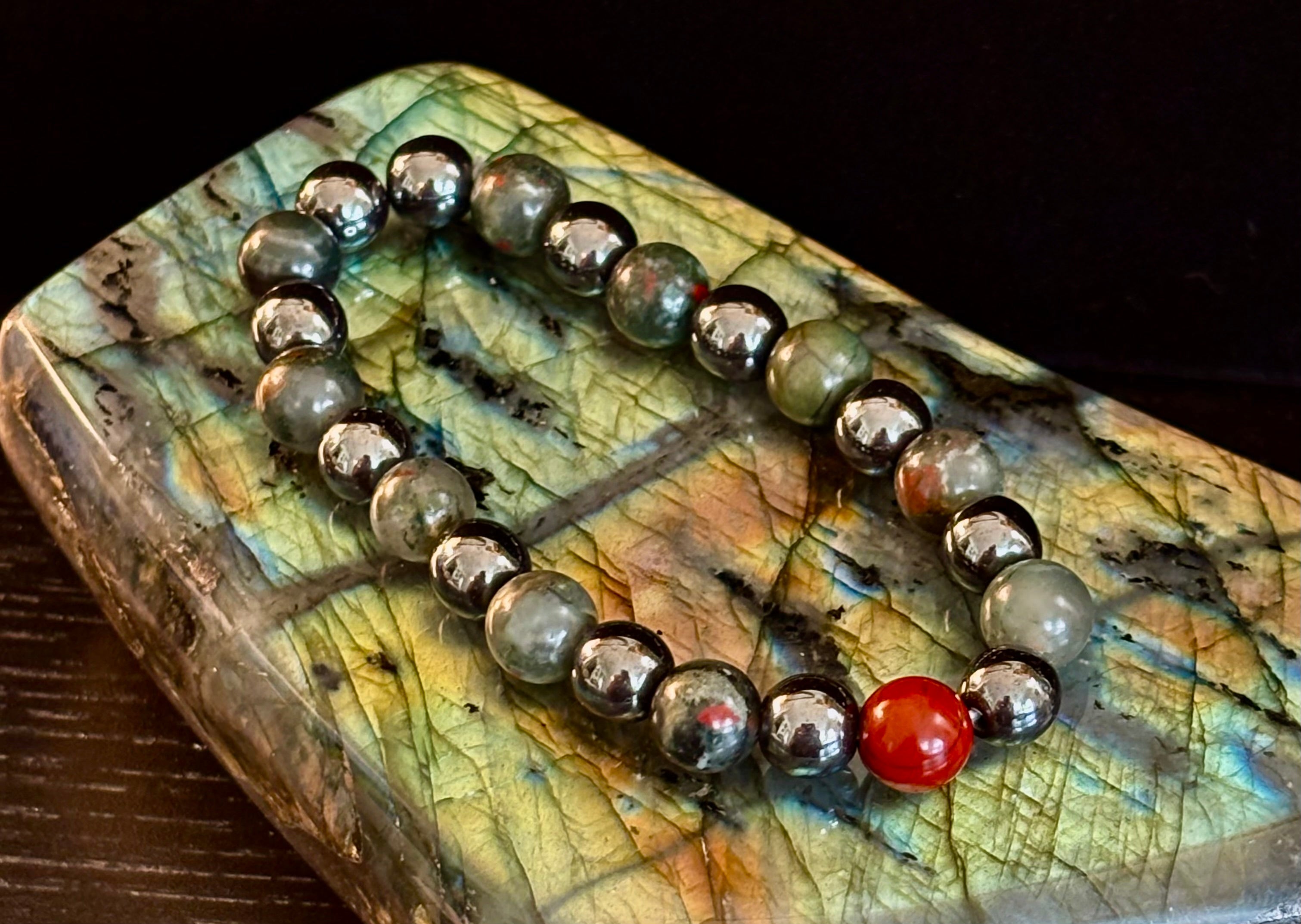 Bloodstone & Hematite Crystal Healing Power Bracelet (Pain Relief) | | Wiccan Center