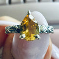 Citrine Pear-Cut Vine Band Ring – Sterling Silver – Sizes 5 and 9 | Rings | Wiccan Center
