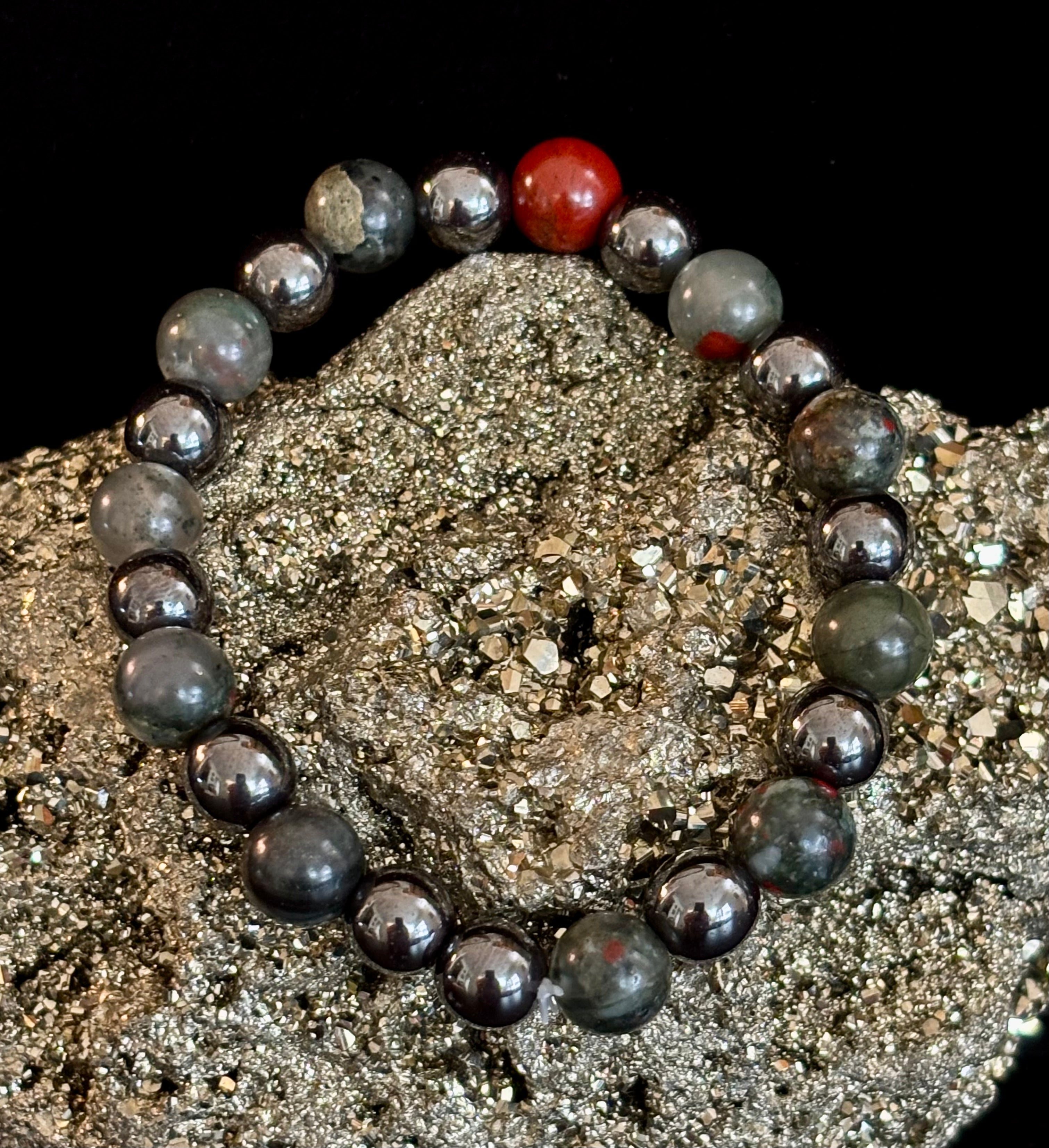 Bloodstone & Hematite Crystal Healing Power Bracelet (Pain Relief) | | Wiccan Center