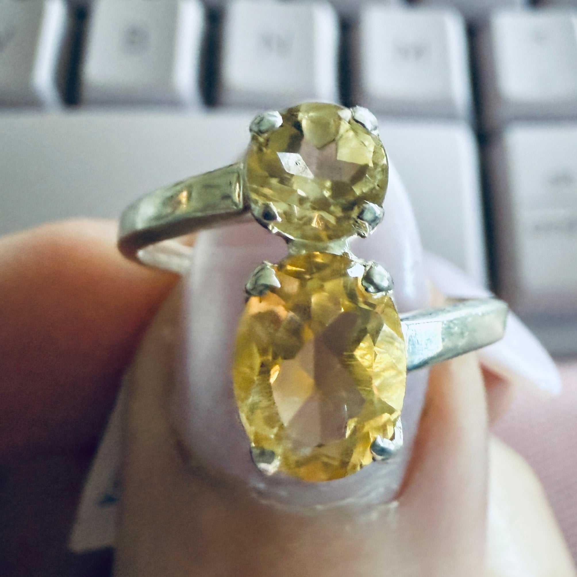 Citrine Double-Stone Ring – Sterling Silver – Size 7 | Rings | Wiccan Center