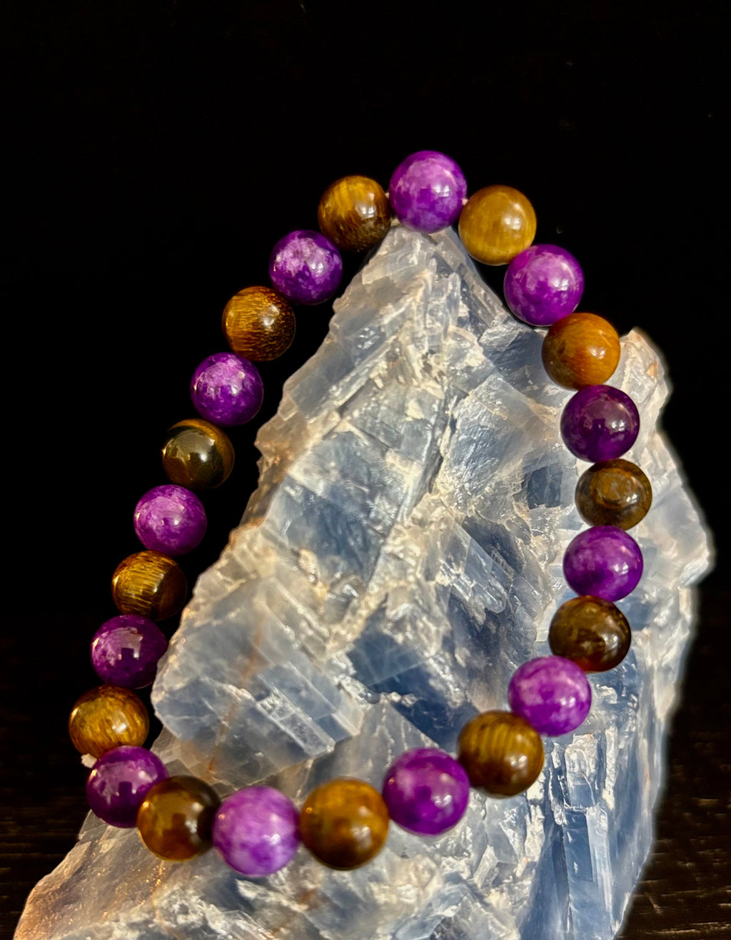 Amethyst & Tiger’s Eye 8mm Reiki-Infused Balance & Confidence Bracelet (Medium–Large Wrist) | | Wiccan Center
