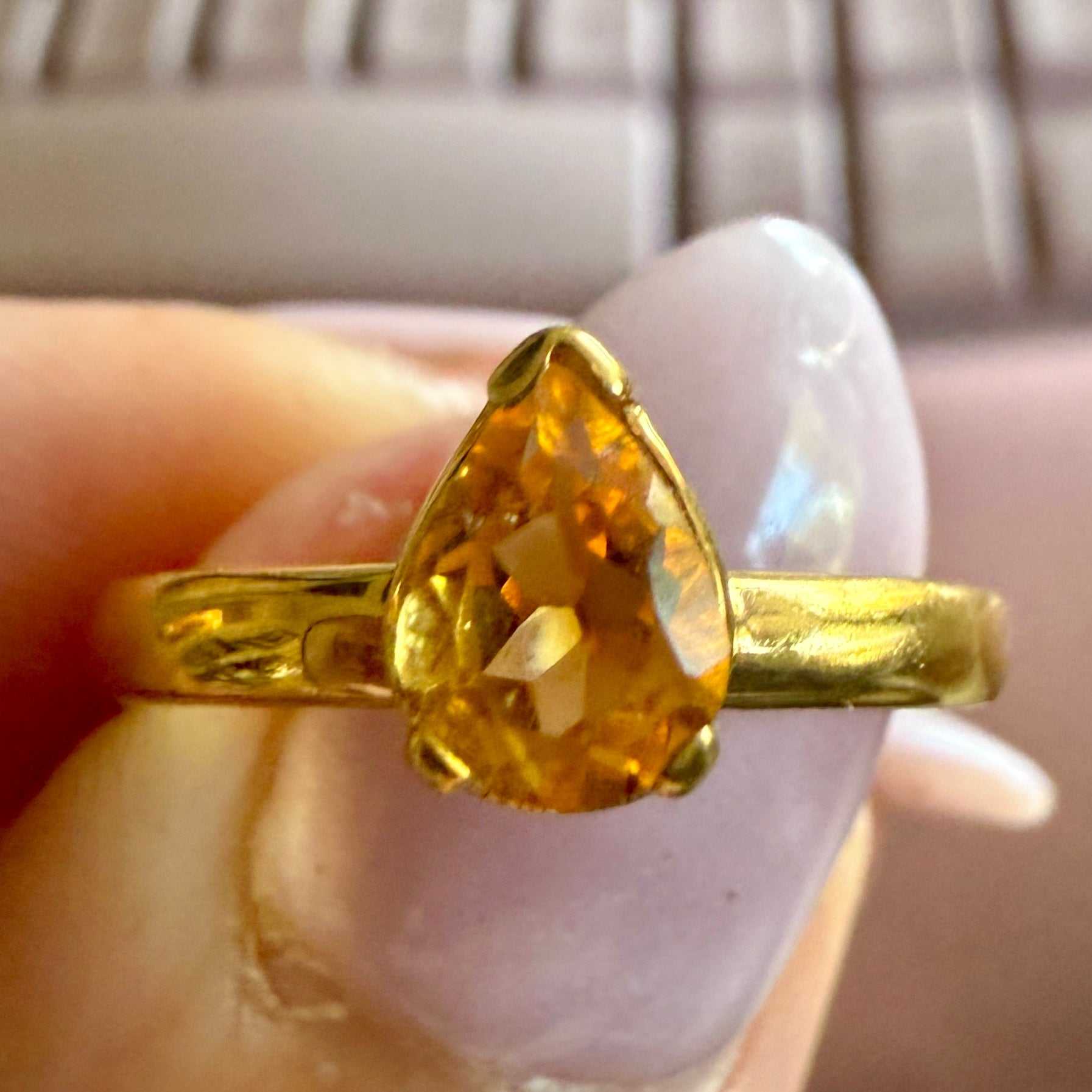 Citrine Pear-Cut Ring – Gold Vermeil – Sizes 7 and 9 | Rings | Wiccan Center
