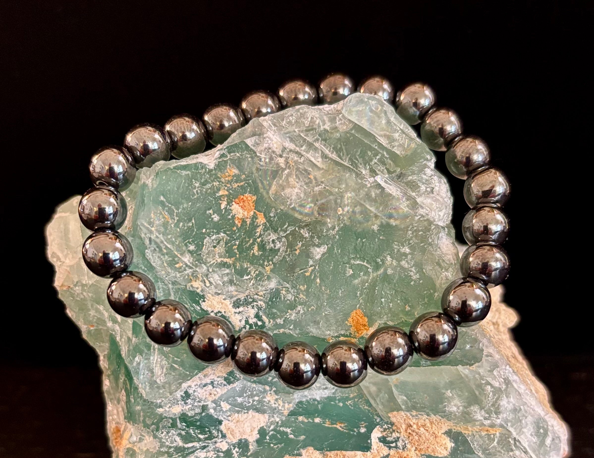 Hematite Grounding & Protection Bracelet – Root Chakra Healing Stone for Confidence, Clarity & Stability (6mm, 8mm, 10mm Options) | | Wiccan Center