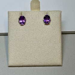 Amethyst Oval Post Earrings – Sterling Silver | Earrings | Wiccan Center