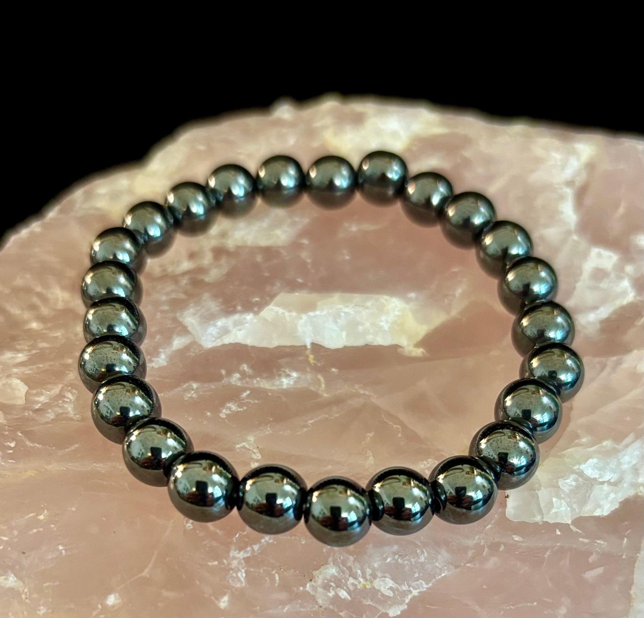 Hematite Grounding & Protection Bracelet – Root Chakra Healing Stone for Confidence, Clarity & Stability (6mm, 8mm, 10mm Options) | | Wiccan Center